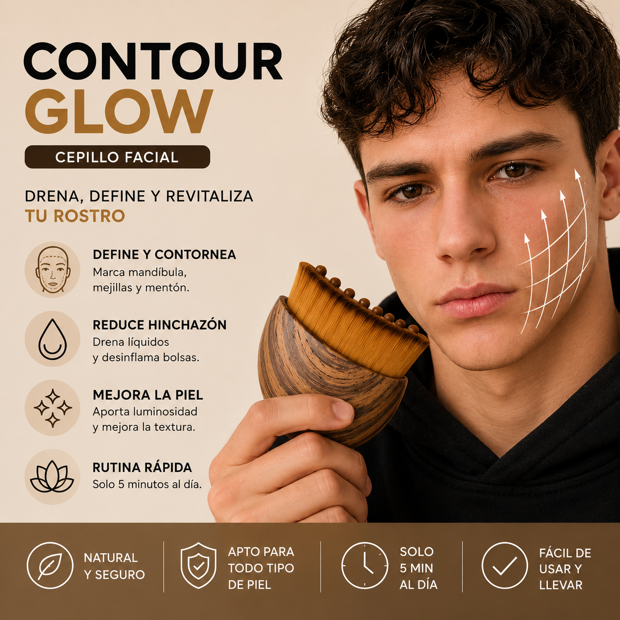 Cepillo Facial para Deshinchar y Definir tu Rostro en 5 Minutos